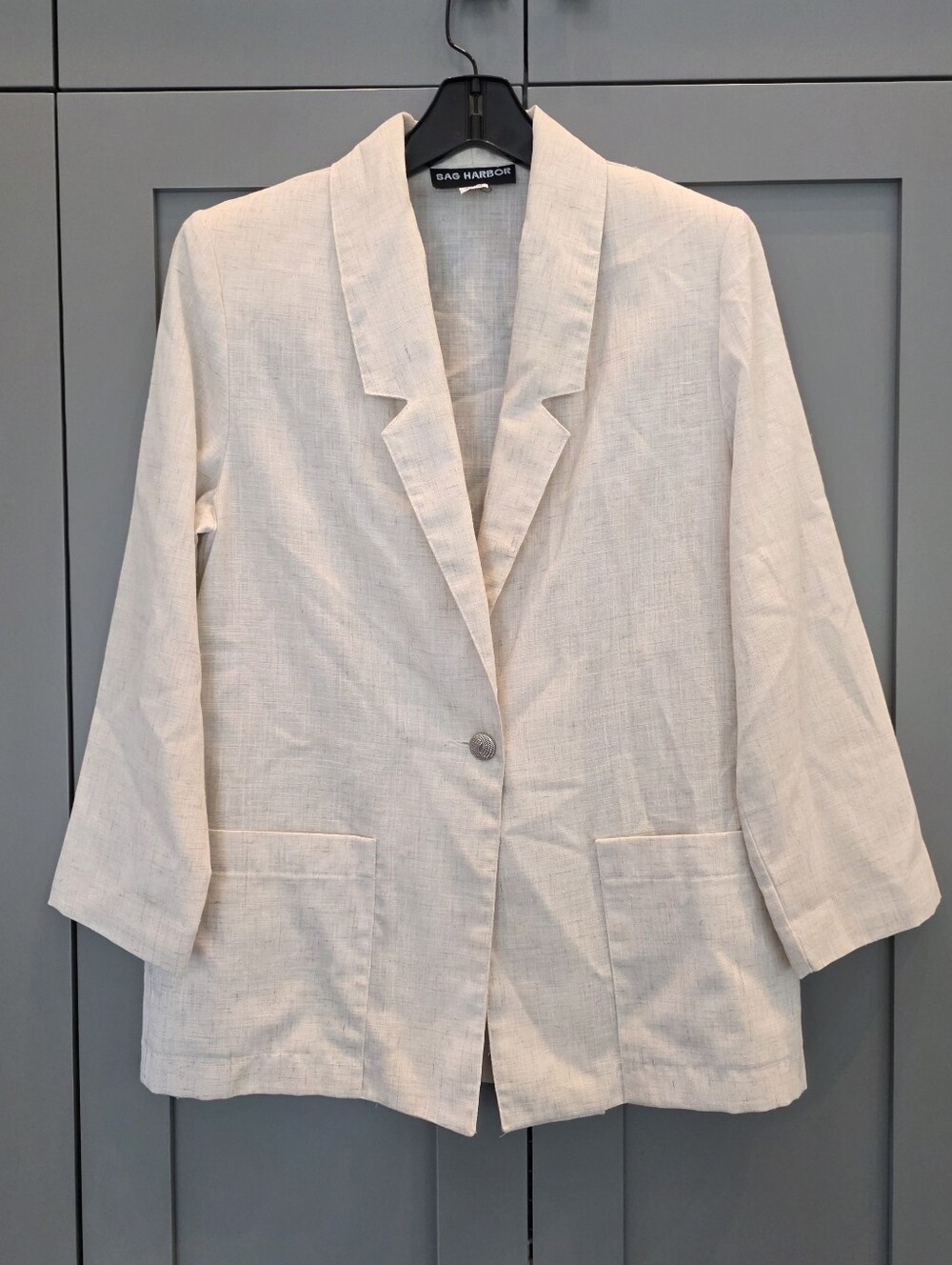 Sag Harbor Women's Size 10 Tan Linen Blend One Button Blazer Office Old Money